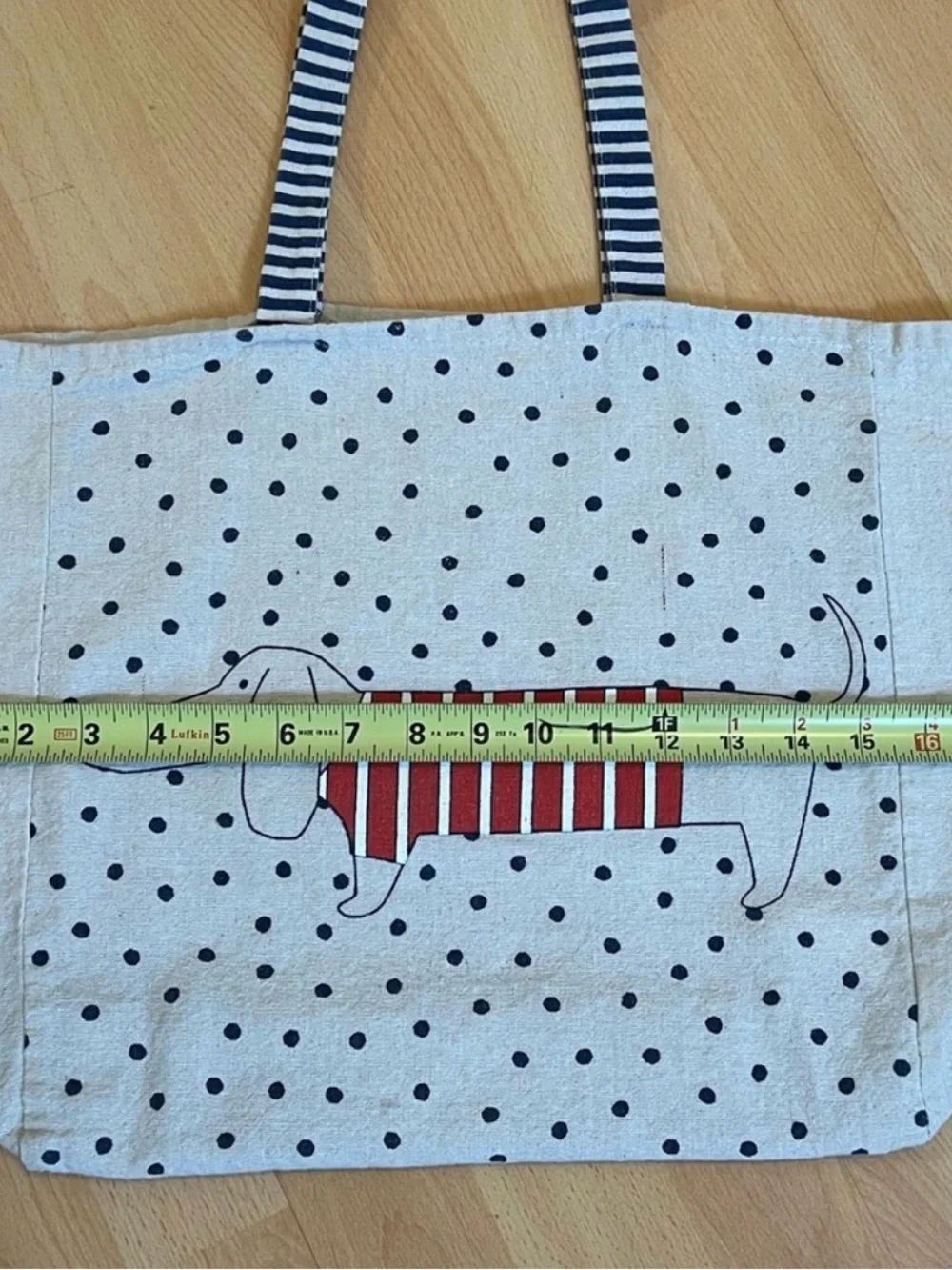 Cotton Tote Bag with Dachshund Graphic